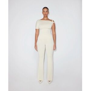 Cream Boot Flare Knit Pants - Women's